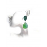 Big Green Earring, Contemporary Teardrop Earring, Big Drops,  